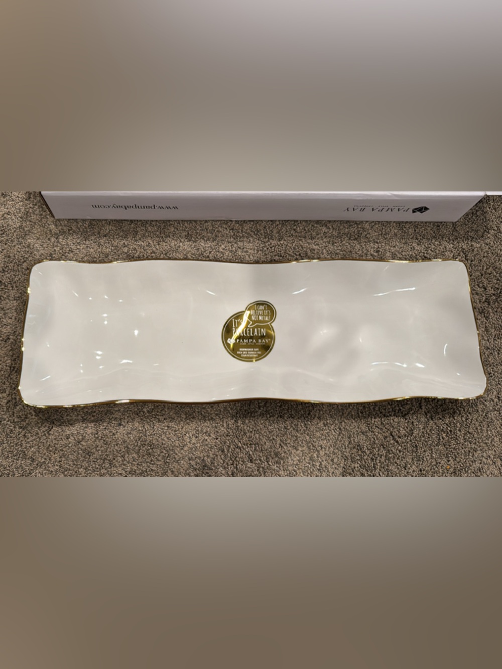 Pampa Bay Porcelain Moonlight Rectangular Serving Piece, 19" X 6.25" X 1"